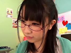 Nice teen with glasses Uruha Mizuki foot licking and foot job